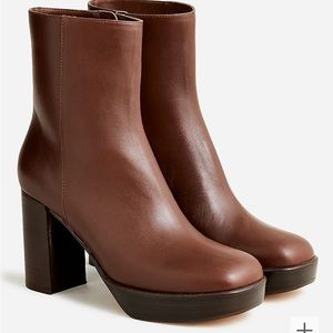 J.crew Platform stacked-heel boots in leather - like new - size 8